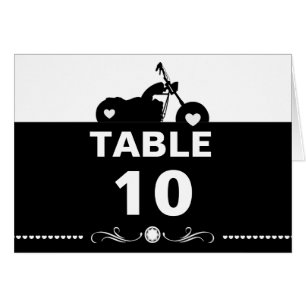 Black & White Motorcycle Biker table Number Cards
