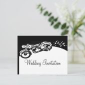 Black White Motorcycle Custom Wedding Invitation (Standing Front)