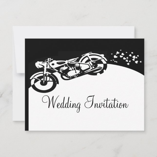 Black White Motorcycle Custom Wedding Invitation (Front)