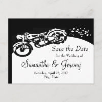 Black White Motorcycle Custom Wedding Save  Date
