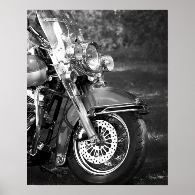 Black & White Motorcycle Front End 16x20 Poster (Front)