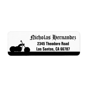 Black & White Motorcycle Silhouette Address Label Return Address Label