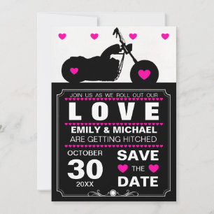 Black & White Motorcycle Silhouette Save the Date