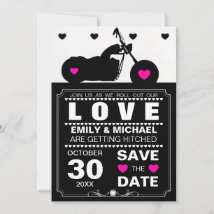Black & White Motorcycle Silhouette Save the Date