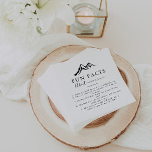 Black White Mountain Trivia Fun Facts Wedding  Napkin