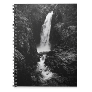 Black White Mountain Waterfall Notebook