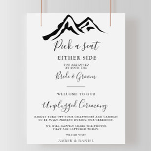 Black White Mountain Wedding Unplugged Ceremony  Poster