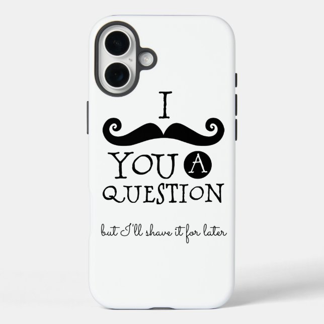 Black White Moustache Humour Case-Mate iPhone Case (Back)