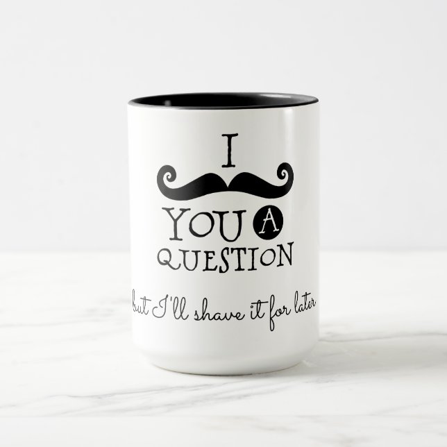 Black White Moustache Humour Mug (Center)
