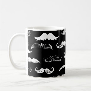 Black & White Moustache Seamless Repeat Background Coffee Mug