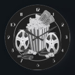 Black & White Movie Classics Round Large Clock<br><div class="desc">*Customise with your choice of background colour.</div>