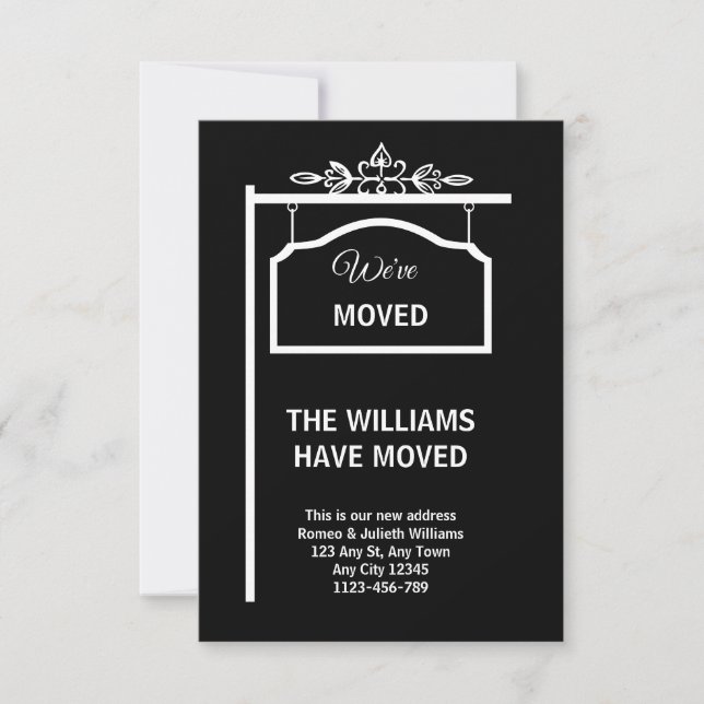 Black & White Moving Announcement Card (Front)
