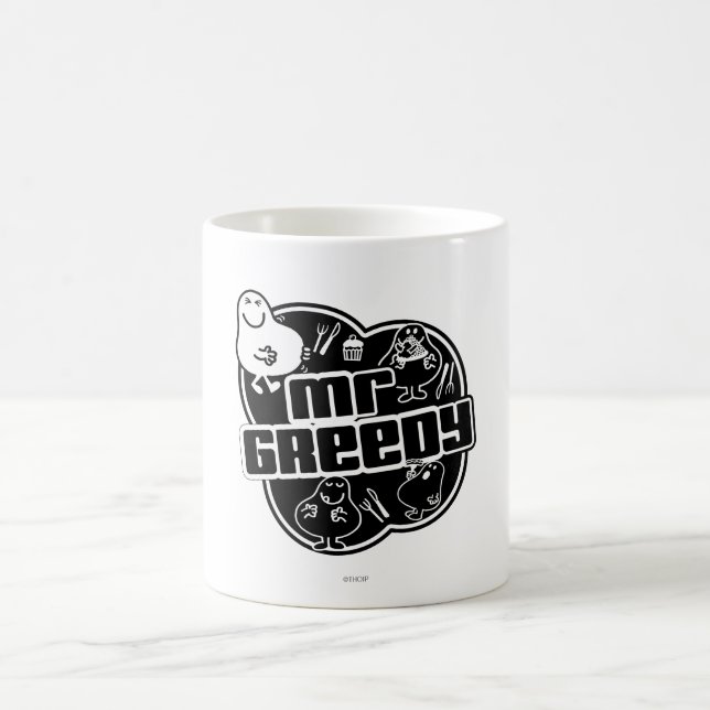 Black & White Mr. Greedy Coffee Mug (Center)