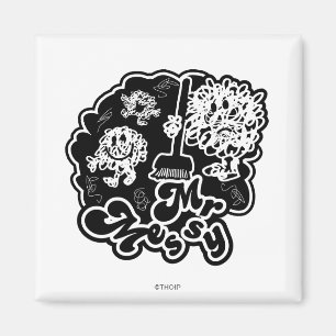 Black & White Mr. Messy Cleaning Magnet