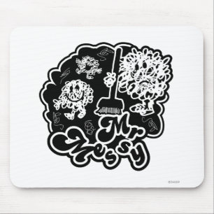 Black & White Mr. Messy Cleaning Mouse Pad
