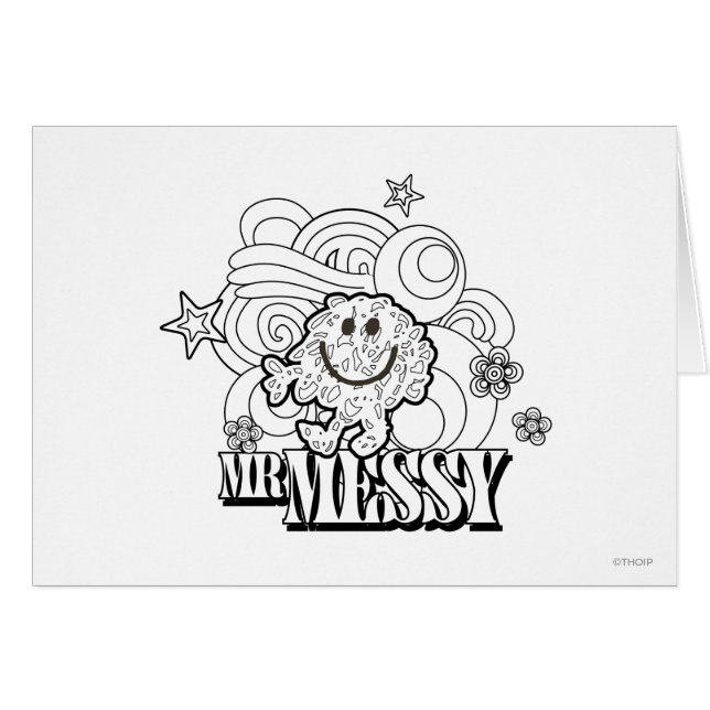Black & White Mr. Messy | Stars & Swirls (Front Horizontal)