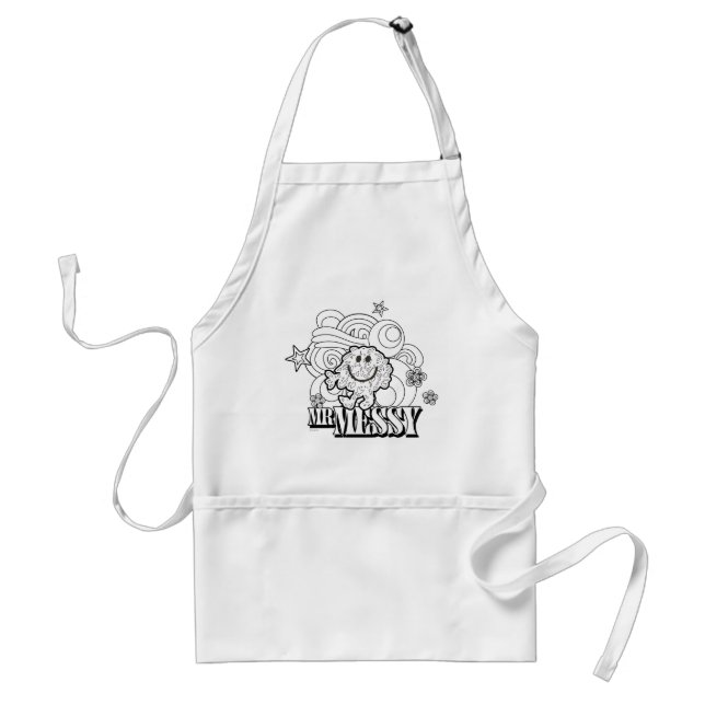 Black & White Mr. Messy | Stars & Swirls Standard Apron (Front)