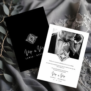 Black & White Mr & Mr Ornamental Flourish Photo Thank You Card