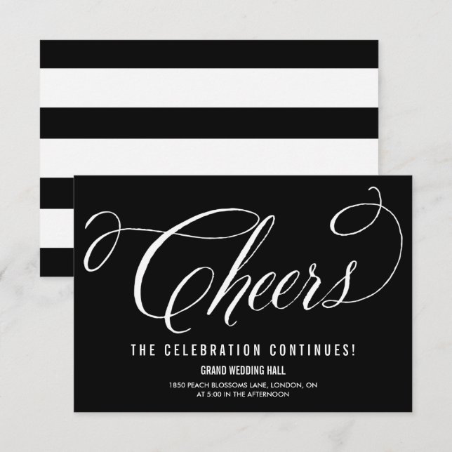 Black & White Mr. & Mrs. Elegant Script Reception Invitation (Front/Back)