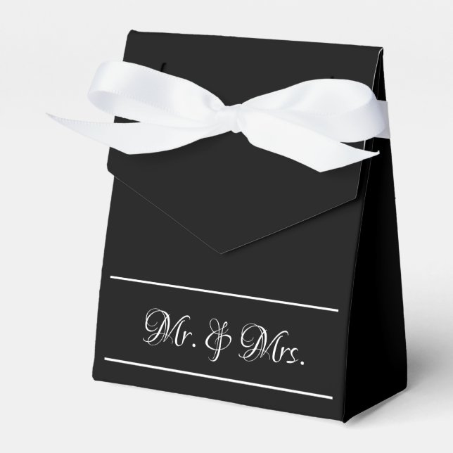 Black & White Mr. & Mrs. Wedding Tent Favour Box (Front Side)
