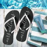 Black & White Mrs Bride Wedding Thongs<br><div class="desc">Black and white Mrs. wedding flip flops for a bride / newlywed wife.</div>