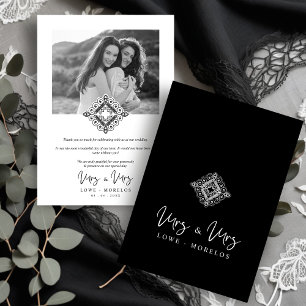 Black & White Mrs & Mrs Ornamental Flourish LGBT Thank You Card