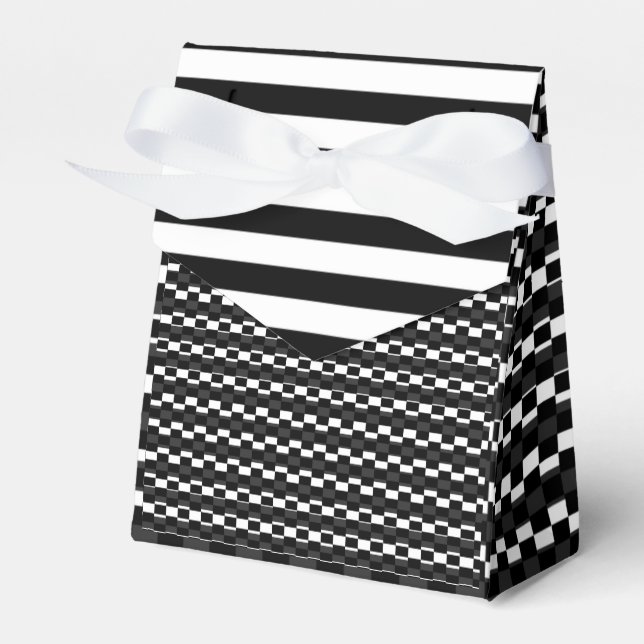 Black & White Multi-Patterns  Favour Box (Front Side)