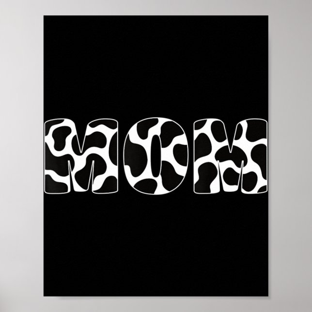 Black White Mum Cow Print Aesthetic Animal Pattern (Front)