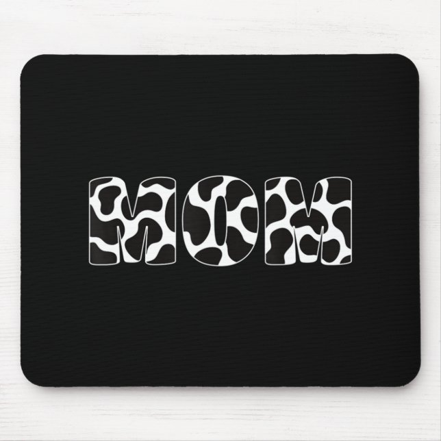 Black White Mum Cow Print Aesthetic Animal Pattern Mouse Pad (Front)