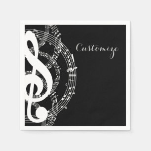 Black & White Music Napkins