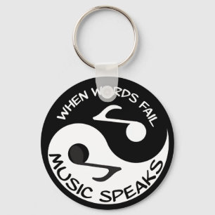 Black White Music Note Trendy Music Lovers Quote Key Ring
