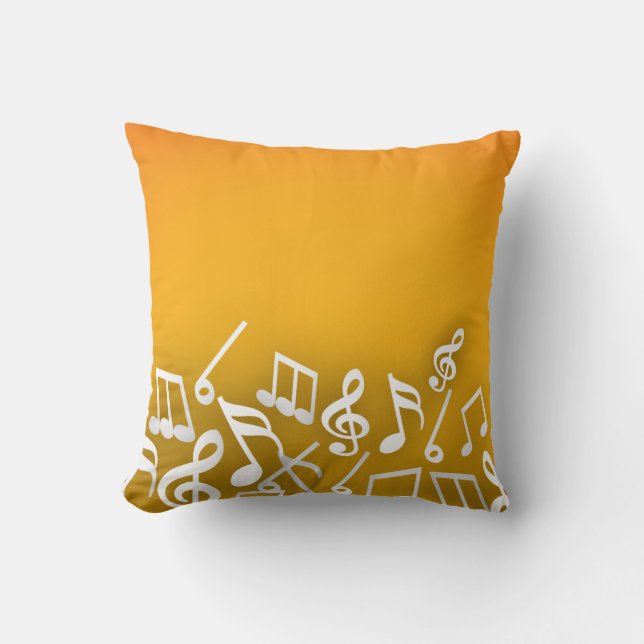 Black & White Music Notes Decorative Throw Pillow (Front)