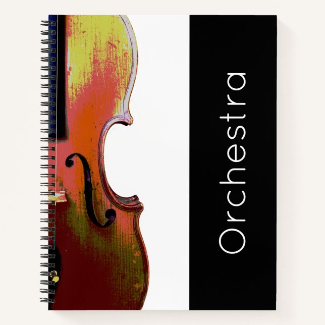 Black White Musical Instrument Violin  Notebook (Front)