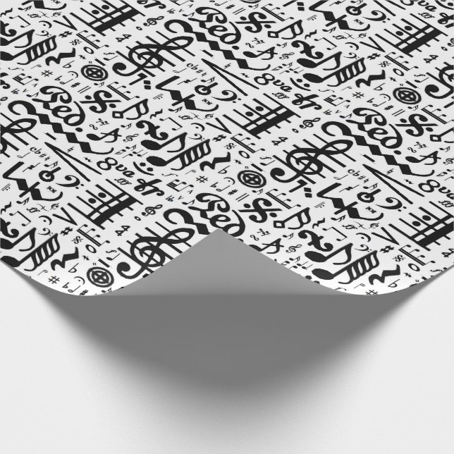 Black White Musical Notes Gift Wrap (Corner)