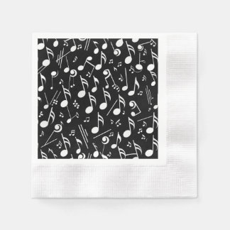 Black & White Musical Notes Paper Napkin