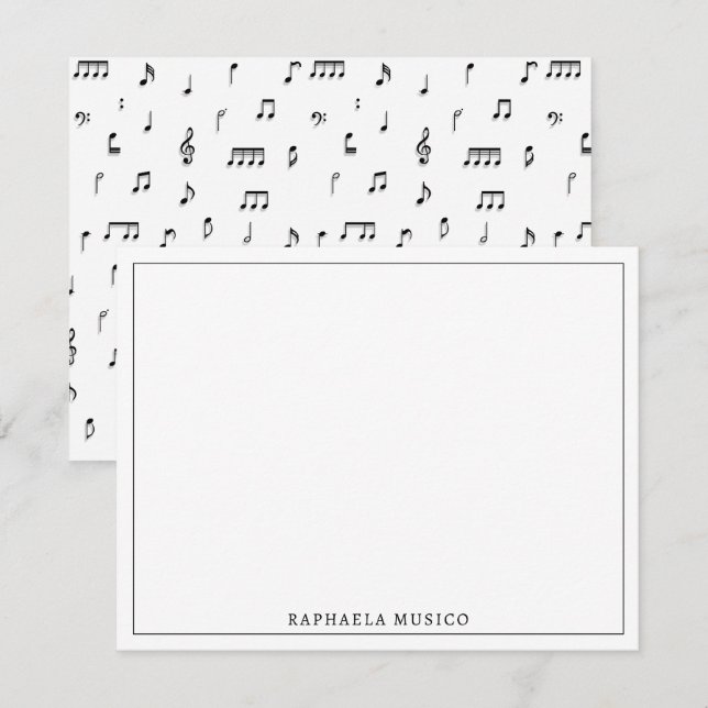 Black & White Musical Notes Symbol Pattern (Front/Back)
