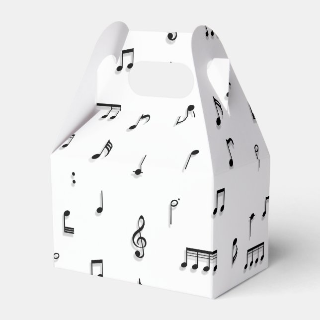 Black & White Musical Notes Symbol Pattern Favour Box (Front Side)