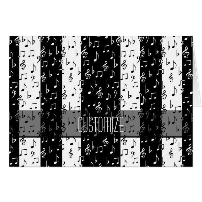 Black & White Musical Stripes Card (Front Horizontal)