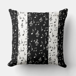 Black & White Musical Stripes Cushion