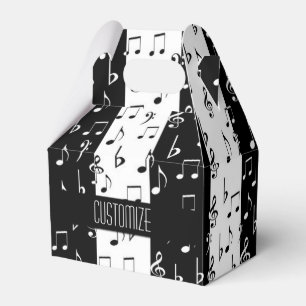Black & White Musical Stripes Gable Favour Box