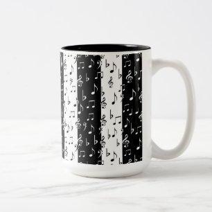 Black & White Musical Stripes Two-Tone Coffee Mug