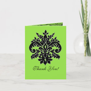 Black, White n Lime, Thank You Note Cards