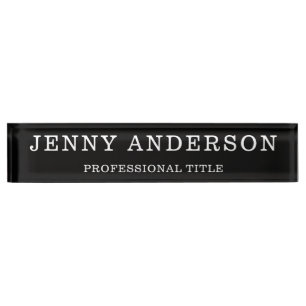  Black White Name and Title Desk Name Plate