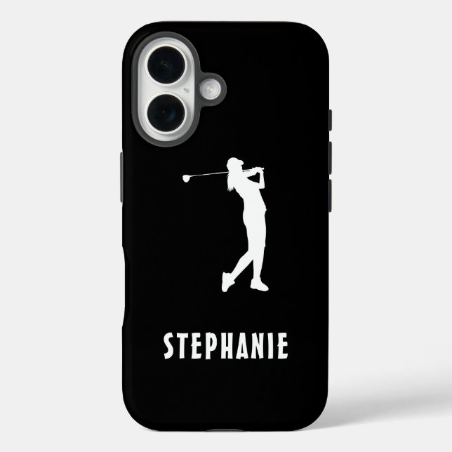 Black White Name Female Golf Player Golfing Golfer Case-Mate iPhone Case (Back)