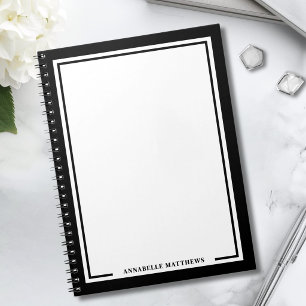 Black White Name Monogram Notebook