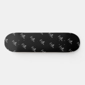Black white name pattern modern script skateboard (Horz)