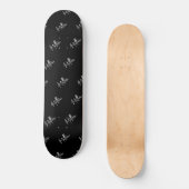 Black white name pattern modern script skateboard (Front)