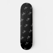 Black white name pattern modern script skateboard (Front)