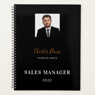 Black white name signature photo business 2026 planner