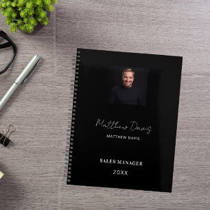 Black white name signature photo business 2026 planner